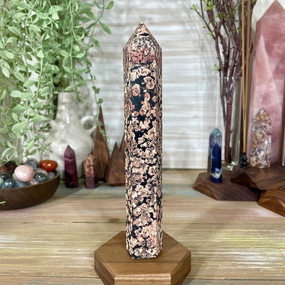 Red Snowflake Obsidian Tower Large 7.25" Tall!​ - Picture 2 of 8